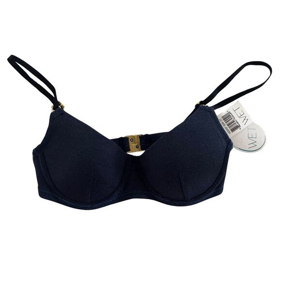 Wet Other - WET Swimwear Denim Blue Underwire Bikini Top S Gold Clasp NWT $98
